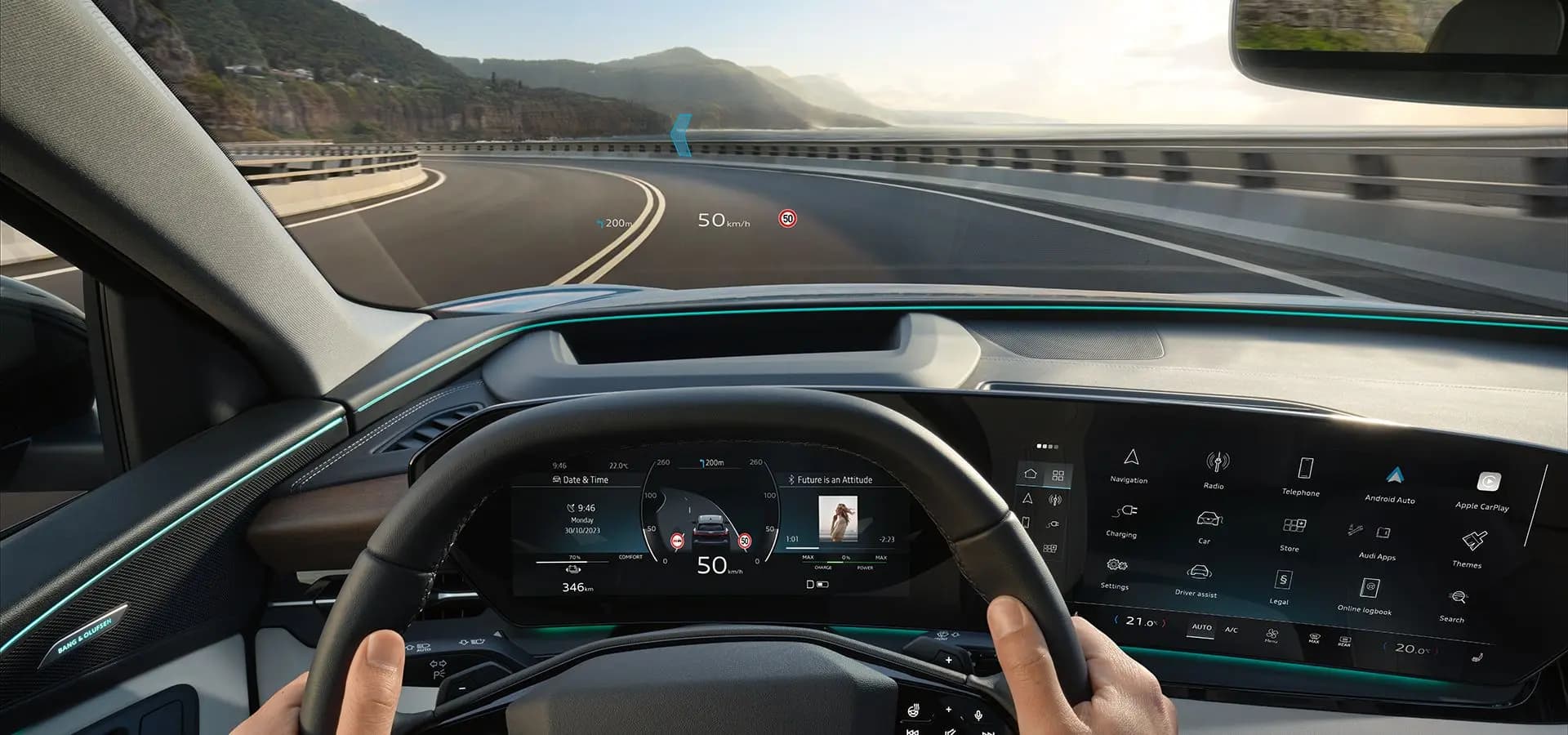 Head-up e Display com realidade aumentada do Audi Q6 e-tron